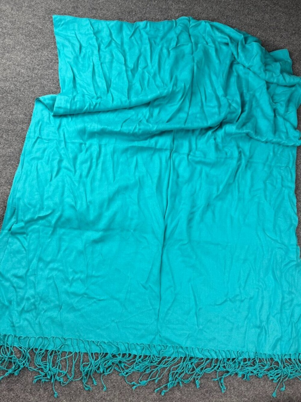 Bijoux Terner Pseudo Pashmina Scarf Teal Turquoise Fringe Wrap Shawl 75x29INC